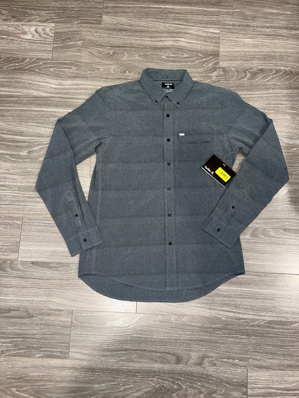 Hurley Men's Dark Gray Long-Sleeve Button-Down Shirt